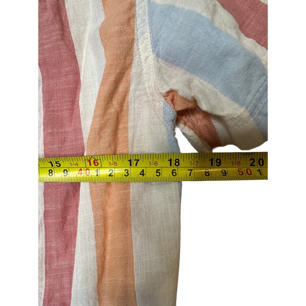 American Eagle Men Sze Small Striped Button Down Red Blue Cotton Vacation Summer - Picture 8 of 10